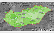 Political Shades 3D Map of Hungary, darken, desaturated