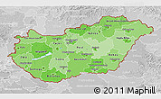 Political Shades 3D Map of Hungary, lighten, desaturated