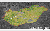 Satellite 3D Map of Hungary, darken, desaturated