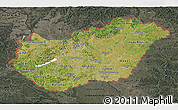 Satellite 3D Map of Hungary, darken, semi-desaturated