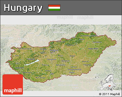 Satellite 3D Map of Hungary, lighten