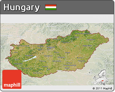 Satellite 3D Map of Hungary, lighten