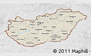 Shaded Relief 3D Map of Hungary, lighten, desaturated