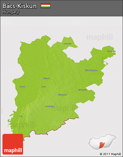 Physical 3D Map of Bács-Kiskun, cropped outside