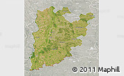 Satellite 3D Map of Bács-Kiskun, lighten, semi-desaturated