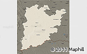 Shaded Relief 3D Map of Bács-Kiskun, darken