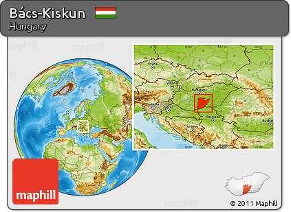 Physical Location Map of Bács-Kiskun, within the entire country