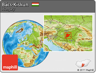 Physical Location Map of Bács-Kiskun, within the entire country