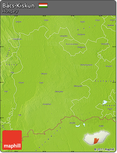 Physical Map of Bács-Kiskun