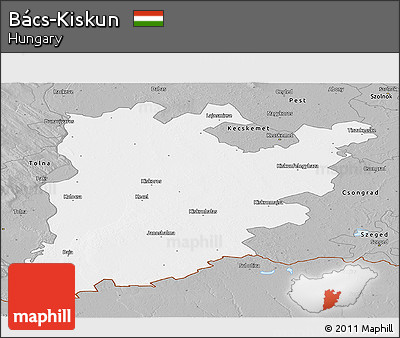 Gray Panoramic Map of Bács-Kiskun