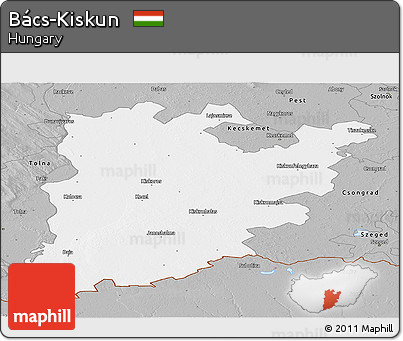 Gray Panoramic Map of Bács-Kiskun