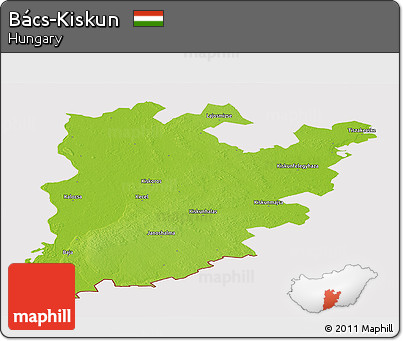 Physical Panoramic Map of Bács-Kiskun, cropped outside