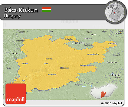 Savanna Style Panoramic Map of Bács-Kiskun