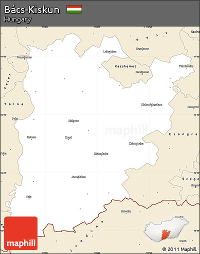Classic Style Simple Map of Bács-Kiskun
