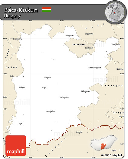 Classic Style Simple Map of Bács-Kiskun