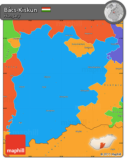 Political Simple Map of Bács-Kiskun