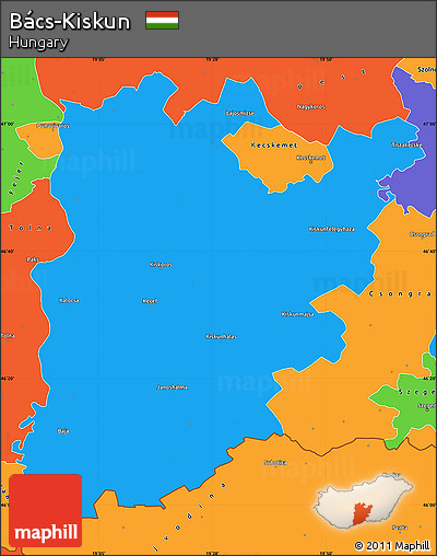 Political Simple Map of Bács-Kiskun