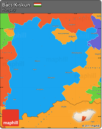 Political Simple Map of Bács-Kiskun