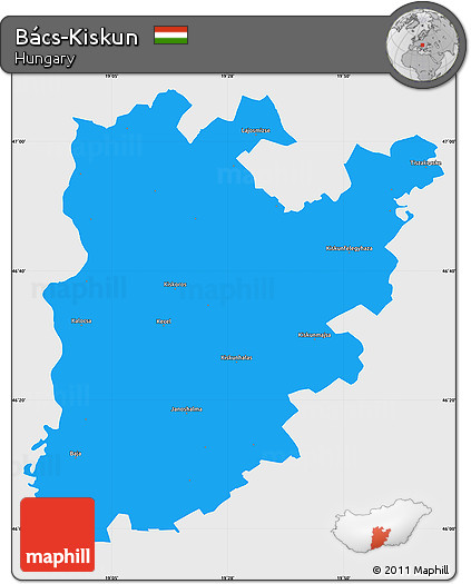 Political Simple Map of Bács-Kiskun, single color outside