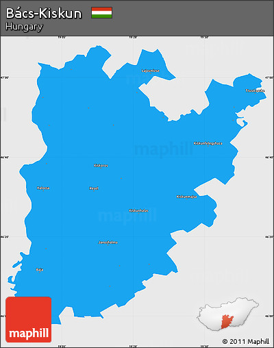 Political Simple Map of Bács-Kiskun, single color outside