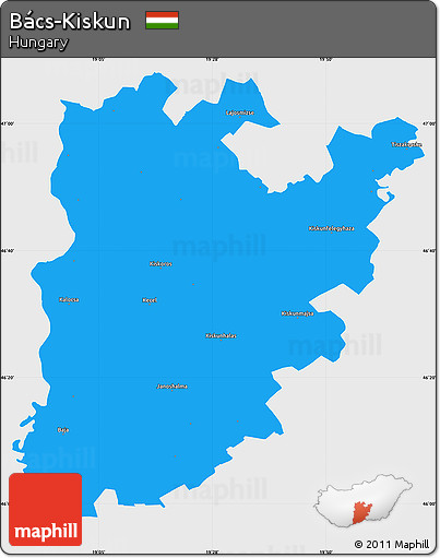Political Simple Map of Bács-Kiskun, single color outside