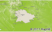 Shaded Relief 3D Map of Budapest, physical outside