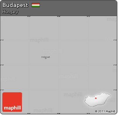 Gray Simple Map of Budapest, single color outside