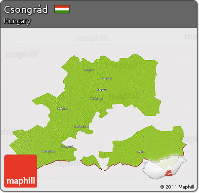 Physical 3D Map of Csongrád, cropped outside
