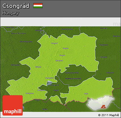 Physical 3D Map of Csongrád, darken