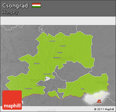 Physical 3D Map of Csongrád, desaturated
