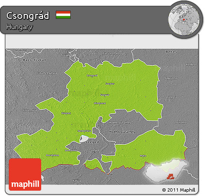 Physical 3D Map of Csongrád, desaturated