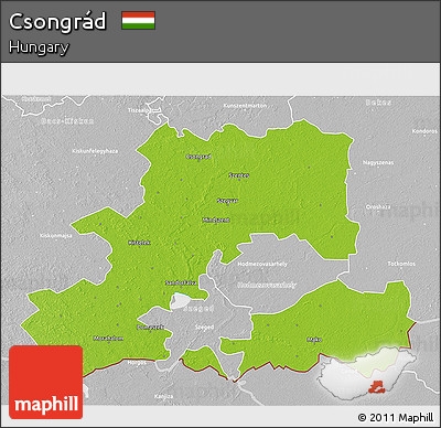 Physical 3D Map of Csongrád, lighten, desaturated