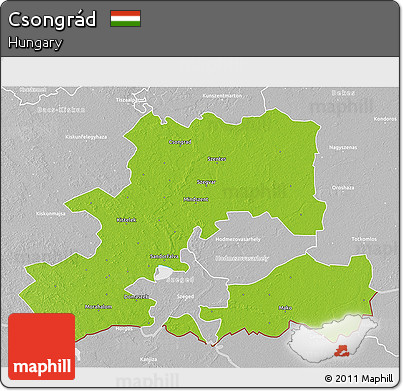 Physical 3D Map of Csongrád, lighten, desaturated