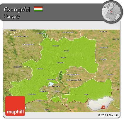 Physical 3D Map of Csongrád, satellite outside