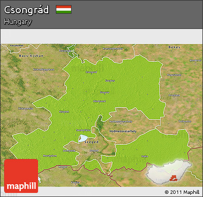 Physical 3D Map of Csongrád, satellite outside