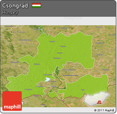 Physical 3D Map of Csongrád, satellite outside