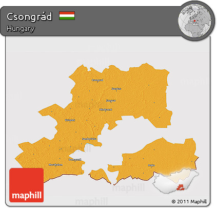Political 3D Map of Csongrád, cropped outside