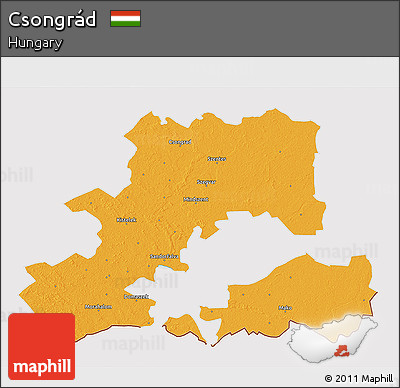 Political 3D Map of Csongrád, cropped outside