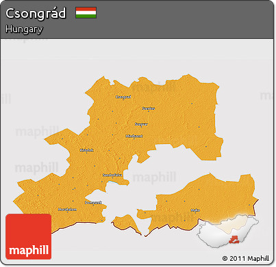 Political 3D Map of Csongrád, cropped outside