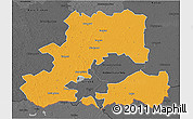 Political 3D Map of Csongrád, darken, desaturated