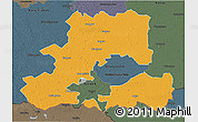 Political 3D Map of Csongrád, darken, semi-desaturated