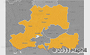 Political 3D Map of Csongrád, desaturated