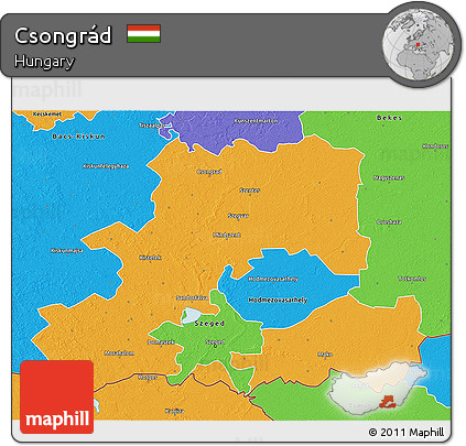 Political 3D Map of Csongrád