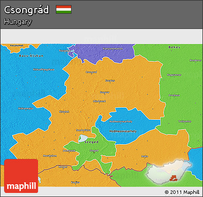 Political 3D Map of Csongrád