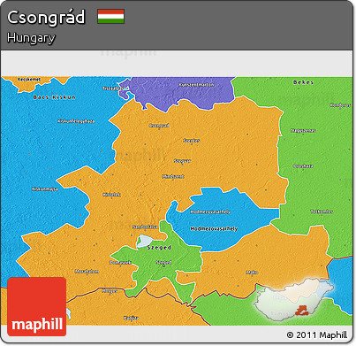 Political 3D Map of Csongrád