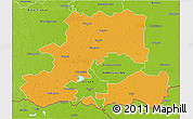Political 3D Map of Csongrád, physical outside