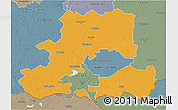 Political 3D Map of Csongrád, semi-desaturated