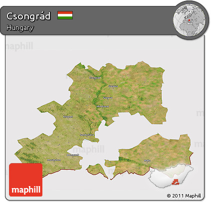 Satellite 3D Map of Csongrád, cropped outside