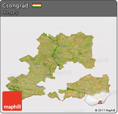Satellite 3D Map of Csongrád, cropped outside