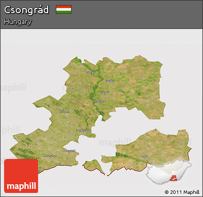 Satellite 3D Map of Csongrád, cropped outside